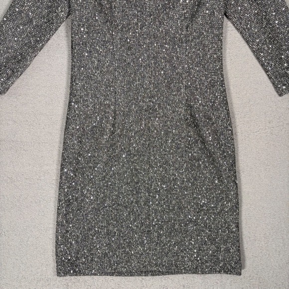 J McLaughlin Henrika Dress Women's Size M Charcoal Sequin Sparkle Sheath Tweed - Picture 11 of 16